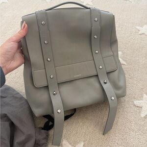 All Saints grey leather backpack